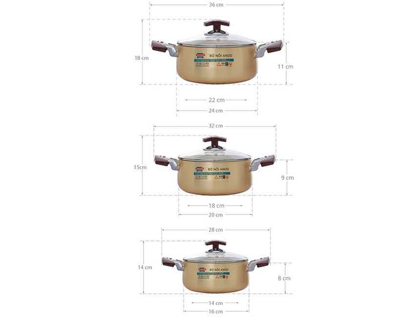 Bộ nồi Anod Sunhouse SH6634 - Hàng chính hãng