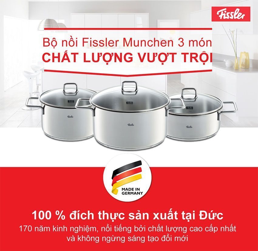 Bộ nồi Fissler MUNCHEN-3-MÓN - Hàng chính hãng
