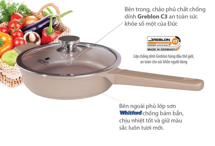 Bộ nồi chảo Elmich Vitaplus Perla - Hàng chính hãng