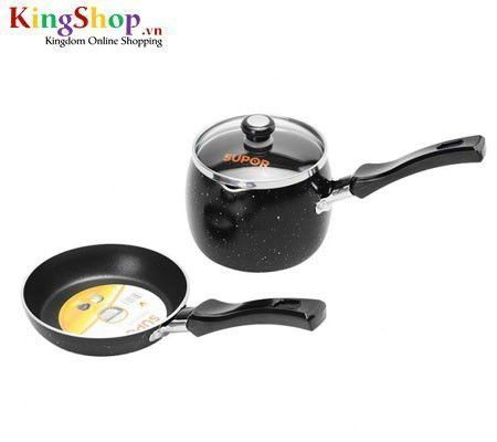 Bộ nồi chảo chống dính Supor Bobo T0305 - Hộp kim nhôm - Hàng chính hãng