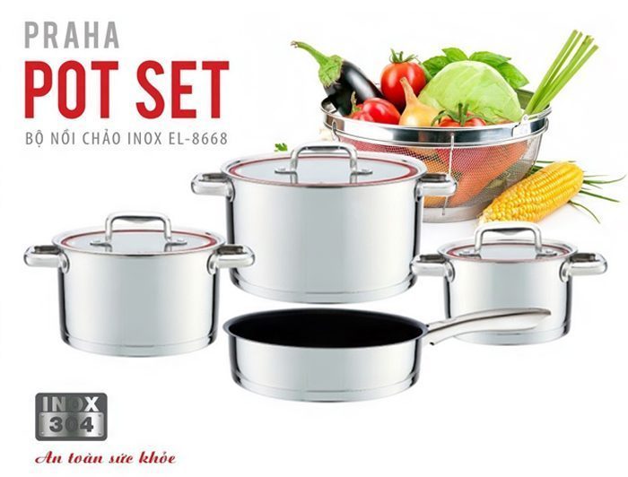 Bộ nồi chảo inox Elmich Praha EL8668 - Hàng chính hãng