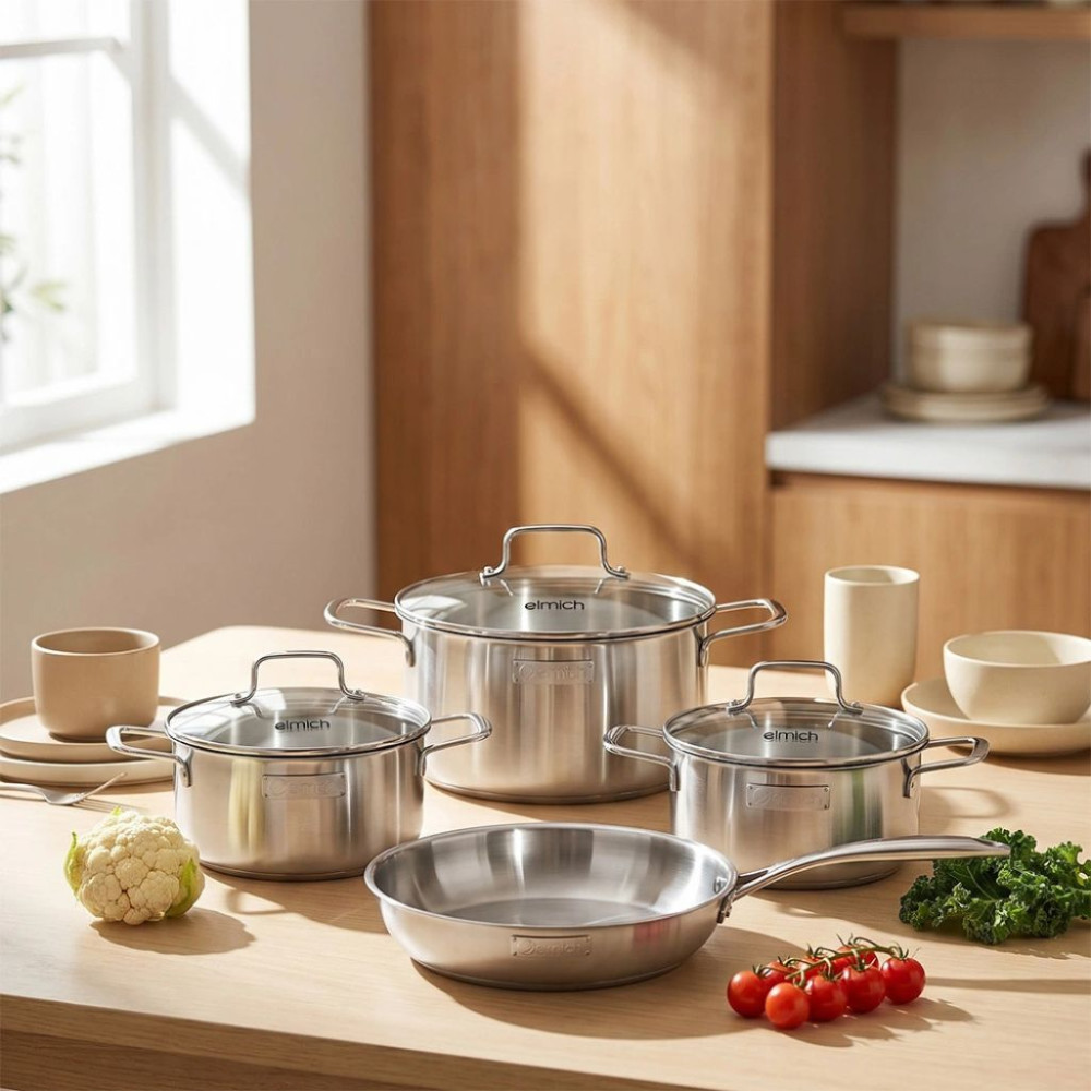 Bộ nồi 4 chiếc inox liền khối Elmich Tri- Max (EL2476) - Hàng chính hãng