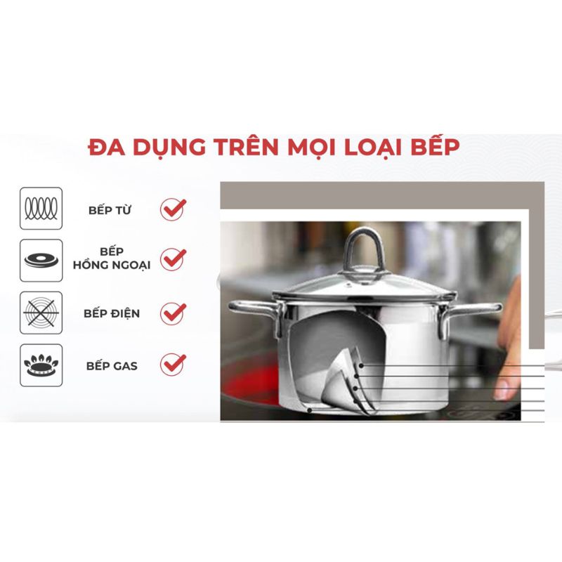 Bộ nồi chảo inox Giovani GP-777-SG - Hàng chính hãng