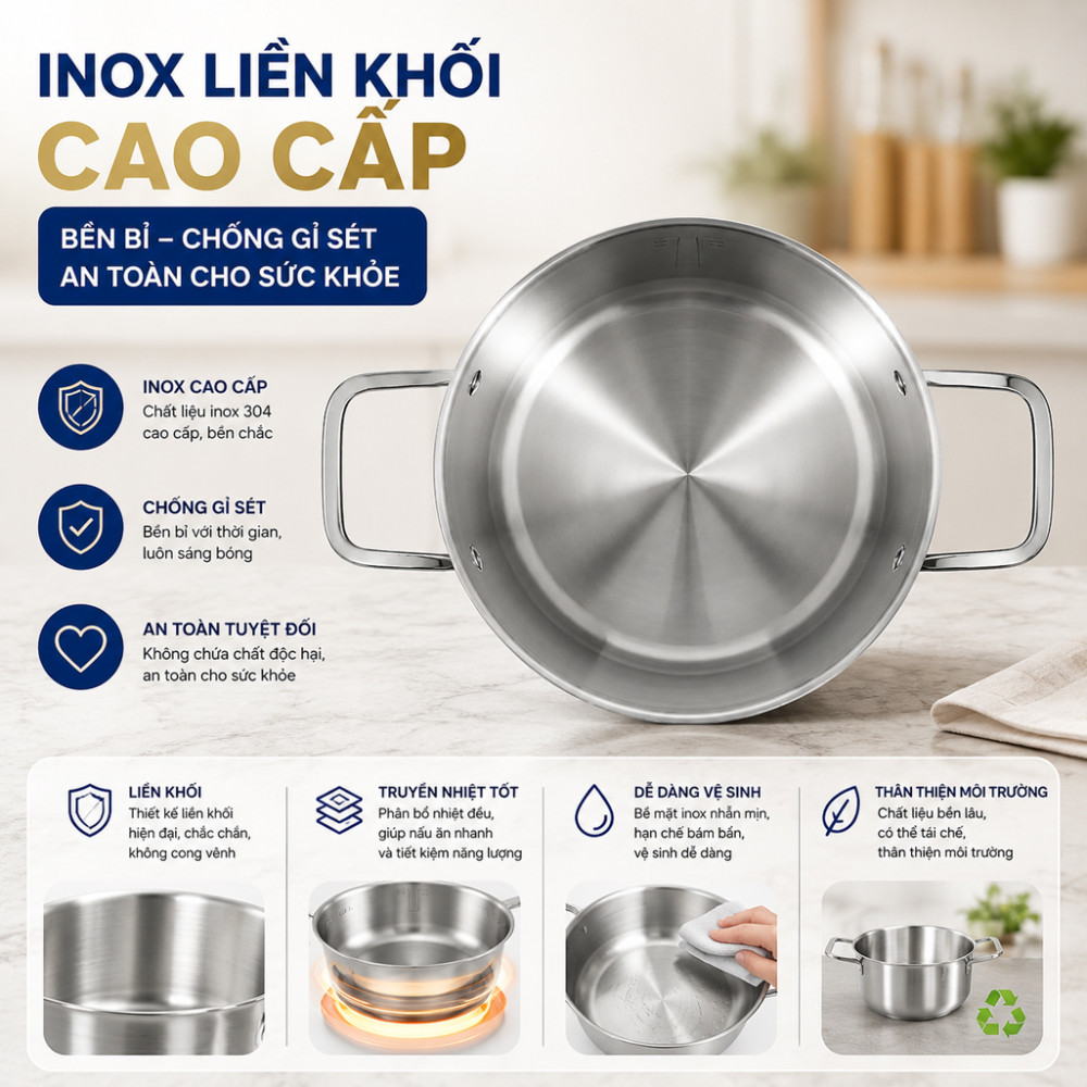 Bộ nồi inox liền khối Elmich EL2488IN02 - Hàng chính hãng