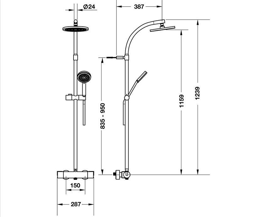 Bộ sen tắm điều nhiệt Techno (ZD) - Hàng chính hãng