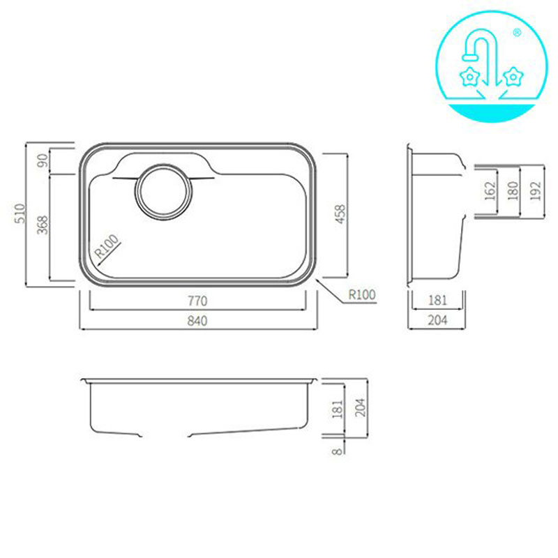 Chậu rửa inox 1 hộc Lizens ESC 840R - Hàng chính hãng