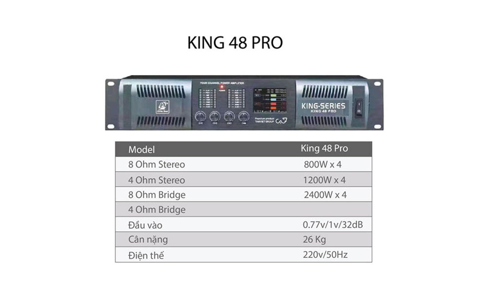 Cục đẩy công suất 4 kênh CAF KING 48PRO - Hàng chính hãng