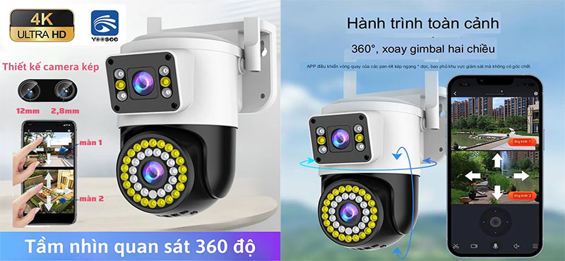 Camera IP wifi 2 mắt Yoosee Q42D-5M - Hàng chính hãng