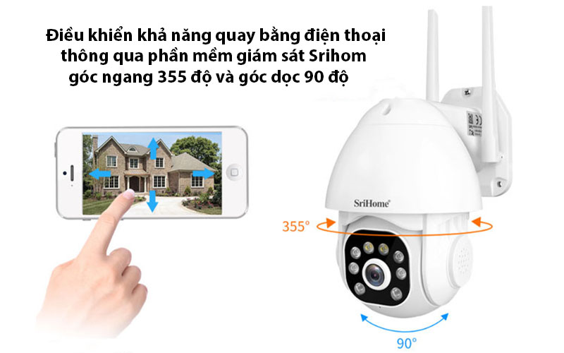 Camera wifi ngoài trời Srihome SH039B - Hàng chính hãng