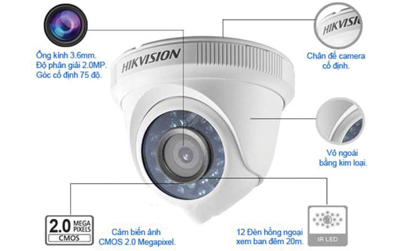 Camera hồng ngoại Hikvision DS-2CE56D0T-IR - Hàng chính hãng