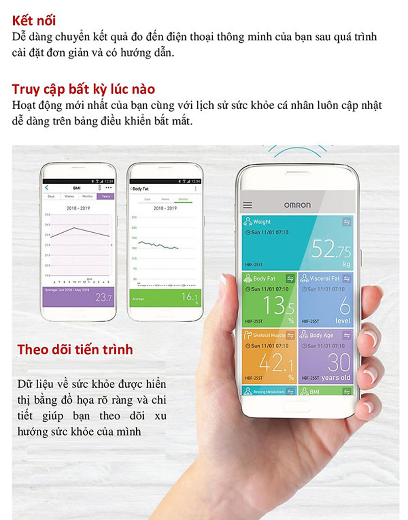 Cân đo thành phần cơ thể Omron HBF-255T - Hàng chính hãng