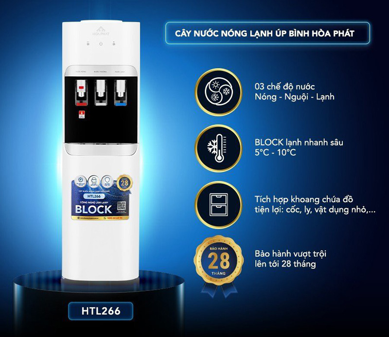 Cây nước nóng lạnh úp bình Hòa Phát HTL266 - Hàng chính hãng
