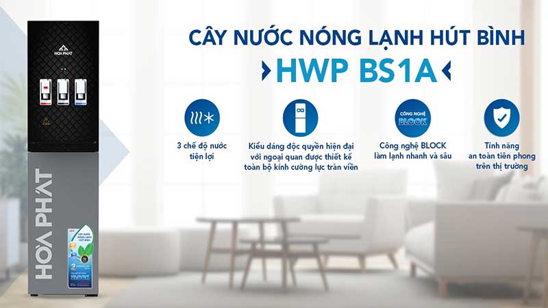 Cây nước nóng lạnh hút bình Hòa Phát HWP-BS1A - Hàng chính hãng