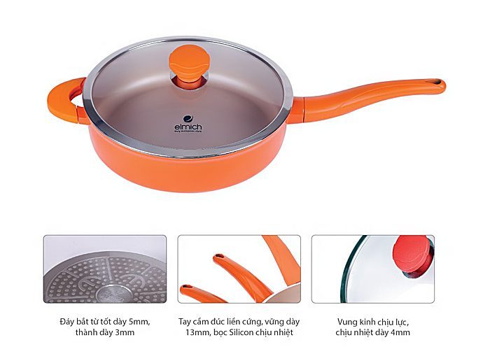 Chảo chống dính Elmich Vitaplus Fiore EL0351 - 26cm - Hàng chính hãng