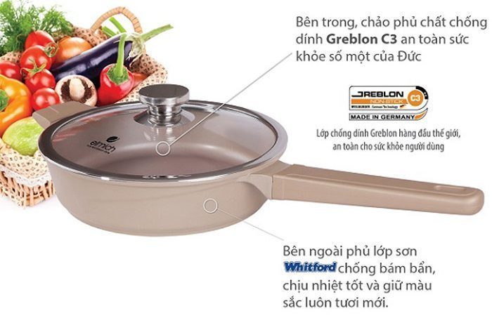 Chảo chống dính Elmich Vitaplus Perla EL0345 - 24cm - Hàng chính hãng