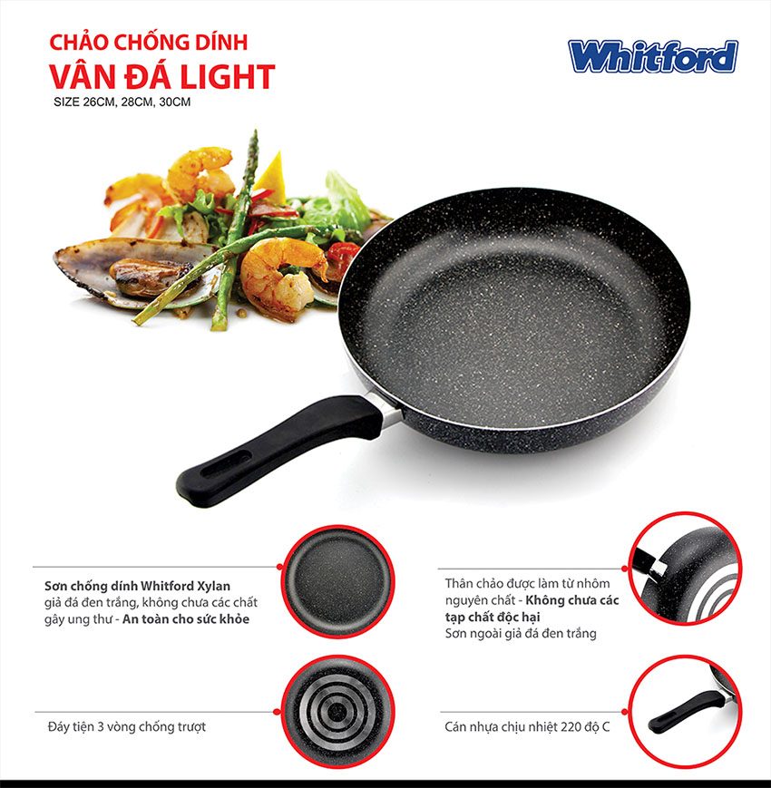 Chảo chống dính vân đá Light 26cm Elmich 2351191 - Hàng chính hãng