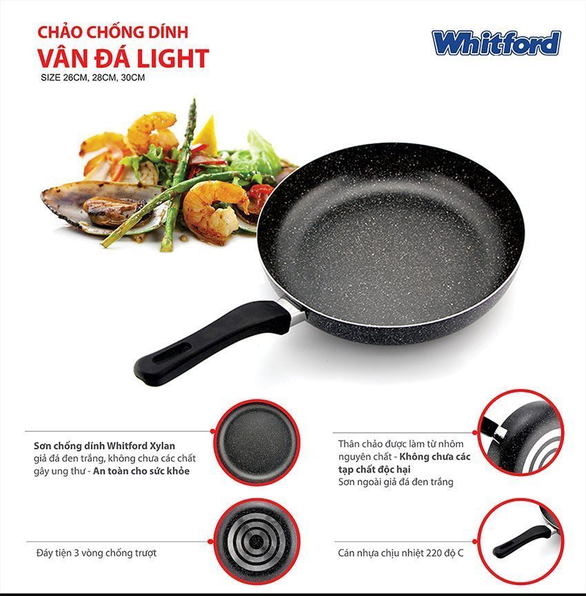 Chảo chống dính vân đá Light 30cm Elmich 2351193 - Hàng chính hãng