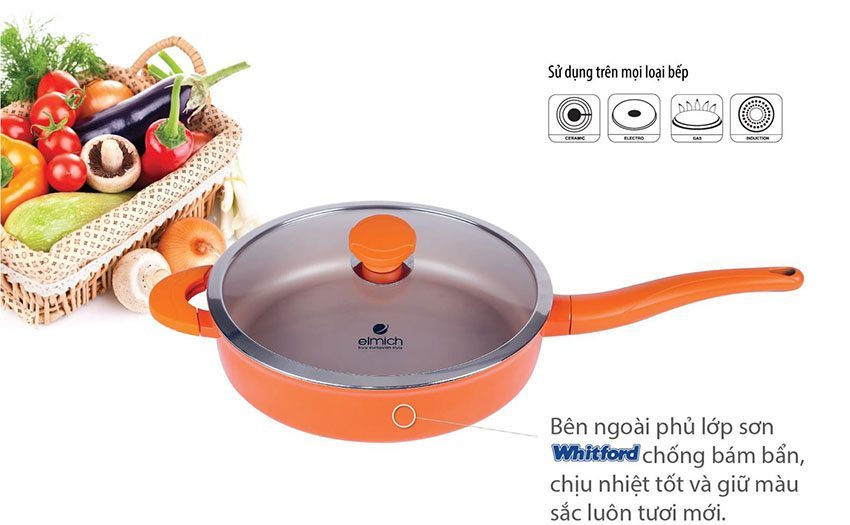 Chảo nhôm chống dính Vitaplus Fiore 28cm Elmich EL0354 - Hàng chính hãng