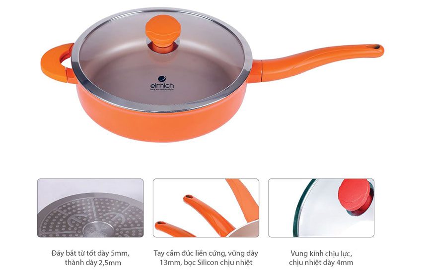 Chảo nhôm chống dính Vitaplus Fiore 28cm Elmich EL0354 - Hàng chính hãng