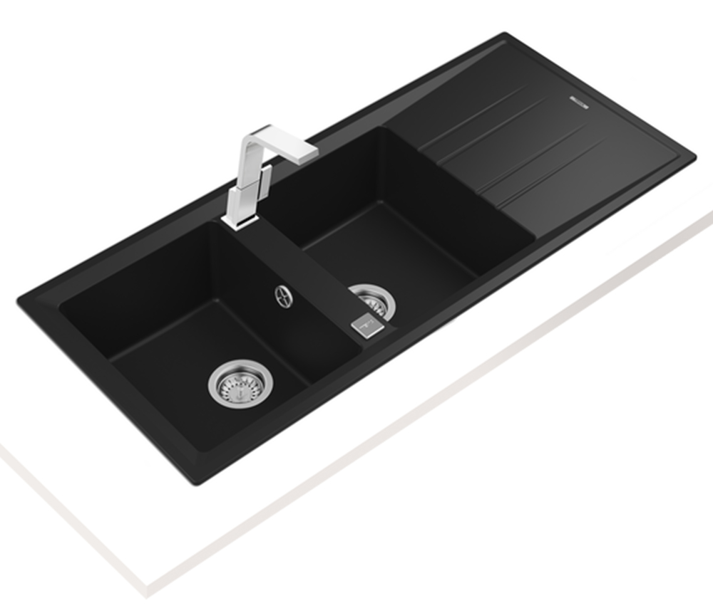 Chậu rửa chén Teka STONE 80 B-TG 2B 1D Black - Hàng chính hãng