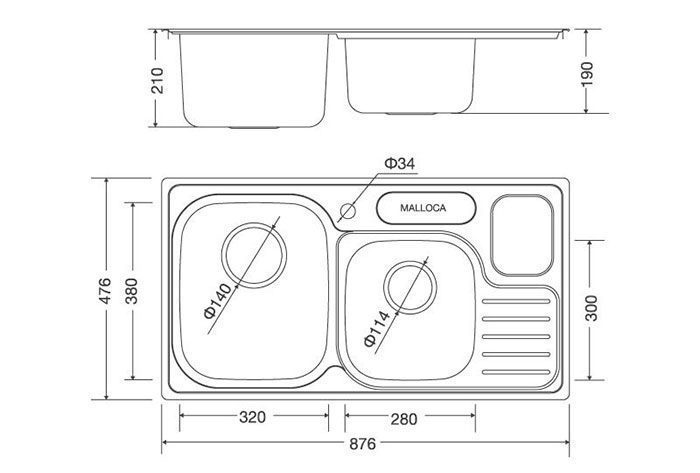 Chậu rửa Malloca MS 1024 - Hàng chính hãng