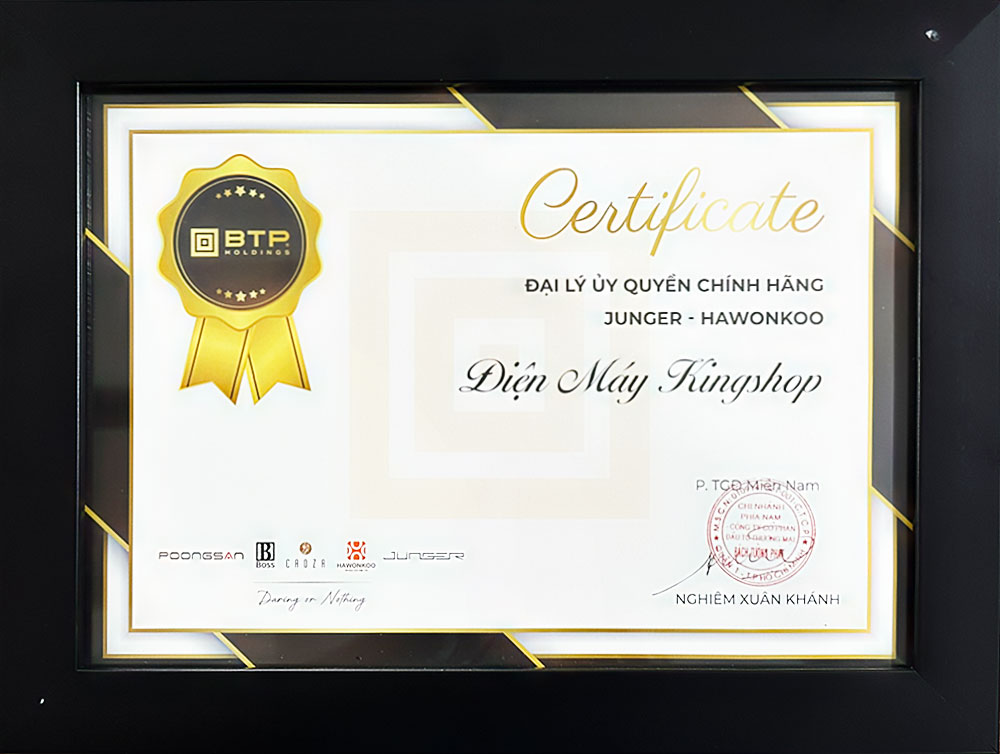 Chứng nhận King Shop là đại lý ủy quyền chính thức