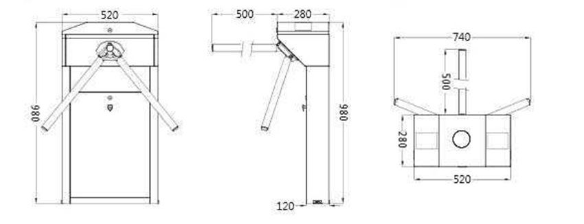 Cổng xoay ba càng bán tự động ZKTeco TS1022 - Hàng chính hãng