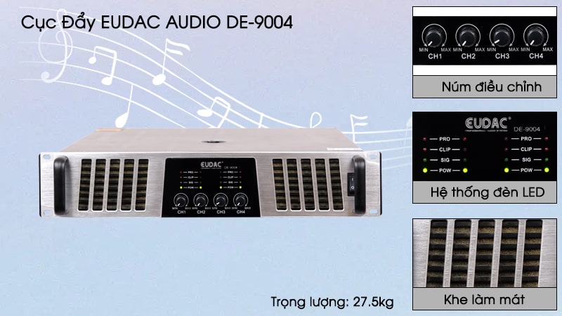 Cục đẩy công suất Eudac Audio DE-9004 - Hàng chính hãng
