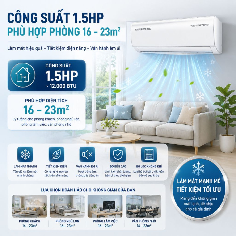 Điều hòa không khí Inverter 12000BTU Sunhose SHR-AW12IC610 - Hàng chính hãng
