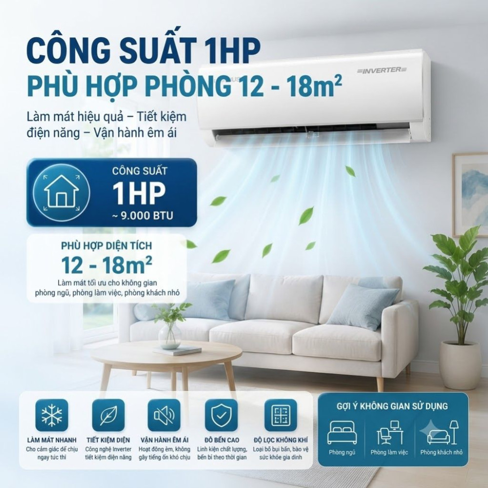 Điều hòa không khí một chiều Inverter 9000BTU Sunhouse SHR-AW09IC610 - Hàng chính hãng