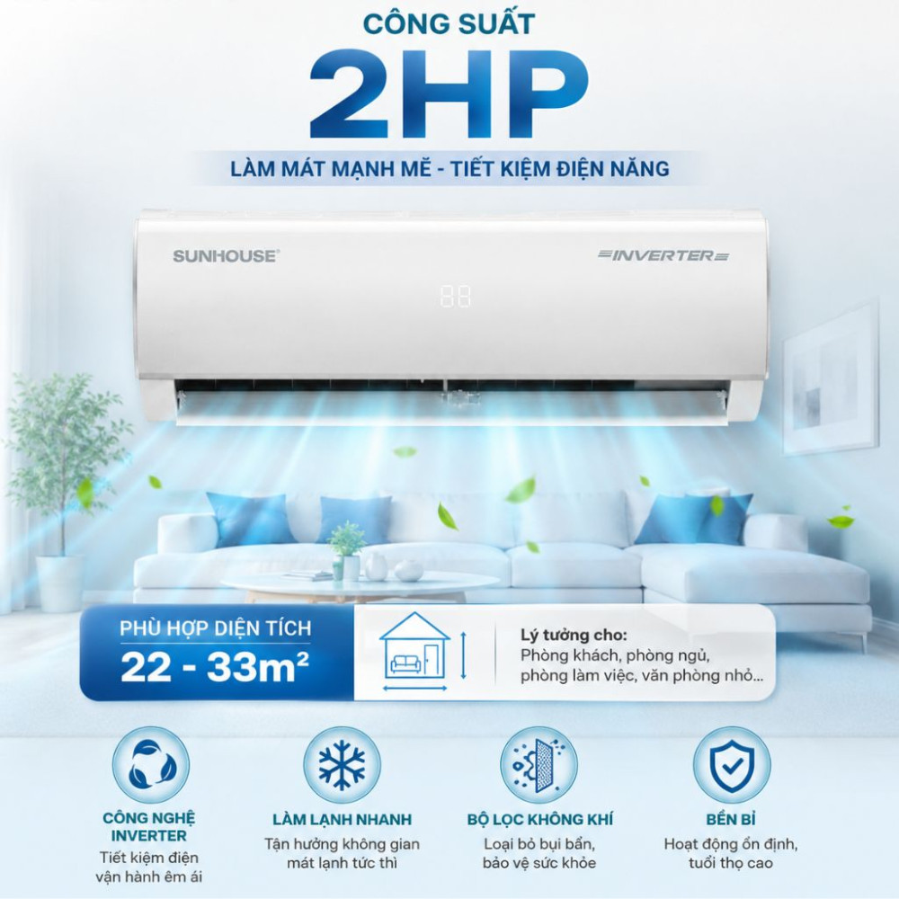 Điều hòa 1 chiều Sunhouse Inverter 2HP SHR-AW18IC610 - Hàng chính hãng