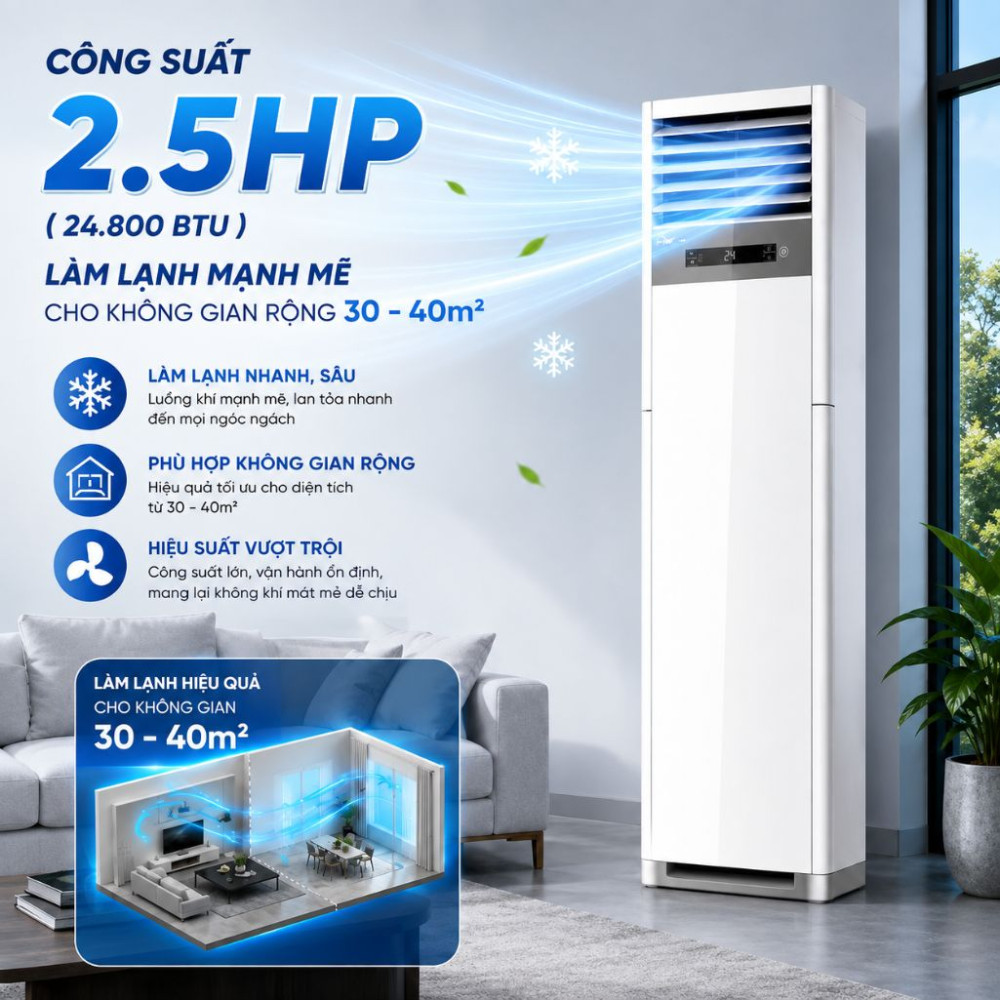 Điều hòa tủ đứng Hisense 2.5hp AUF-24CR4RBCPA - Hàng chính hãng