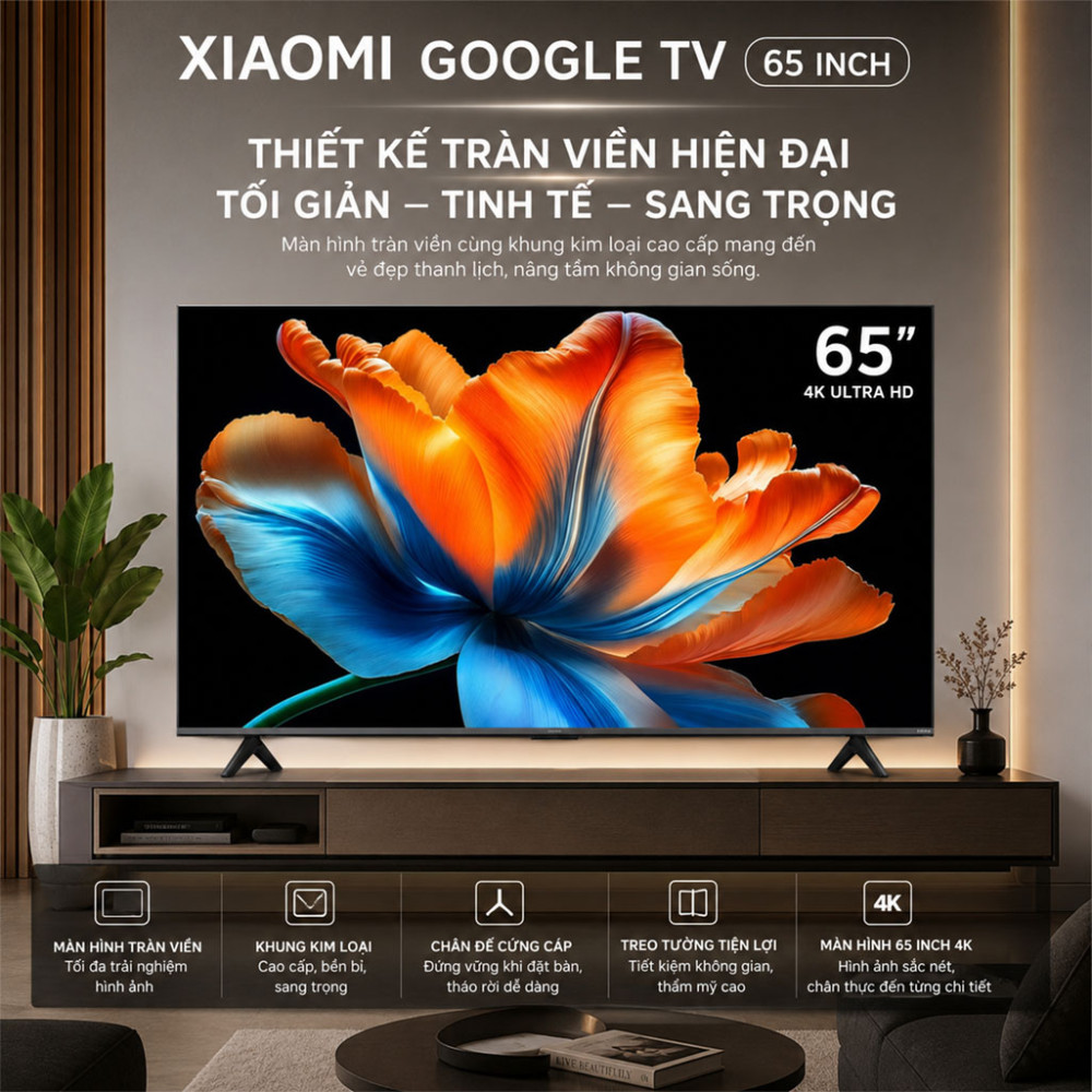 Google Tivi QD-MiniLED Xiaomi S 4K 65 inch L65MC-SSEA - Hàng chính hãng