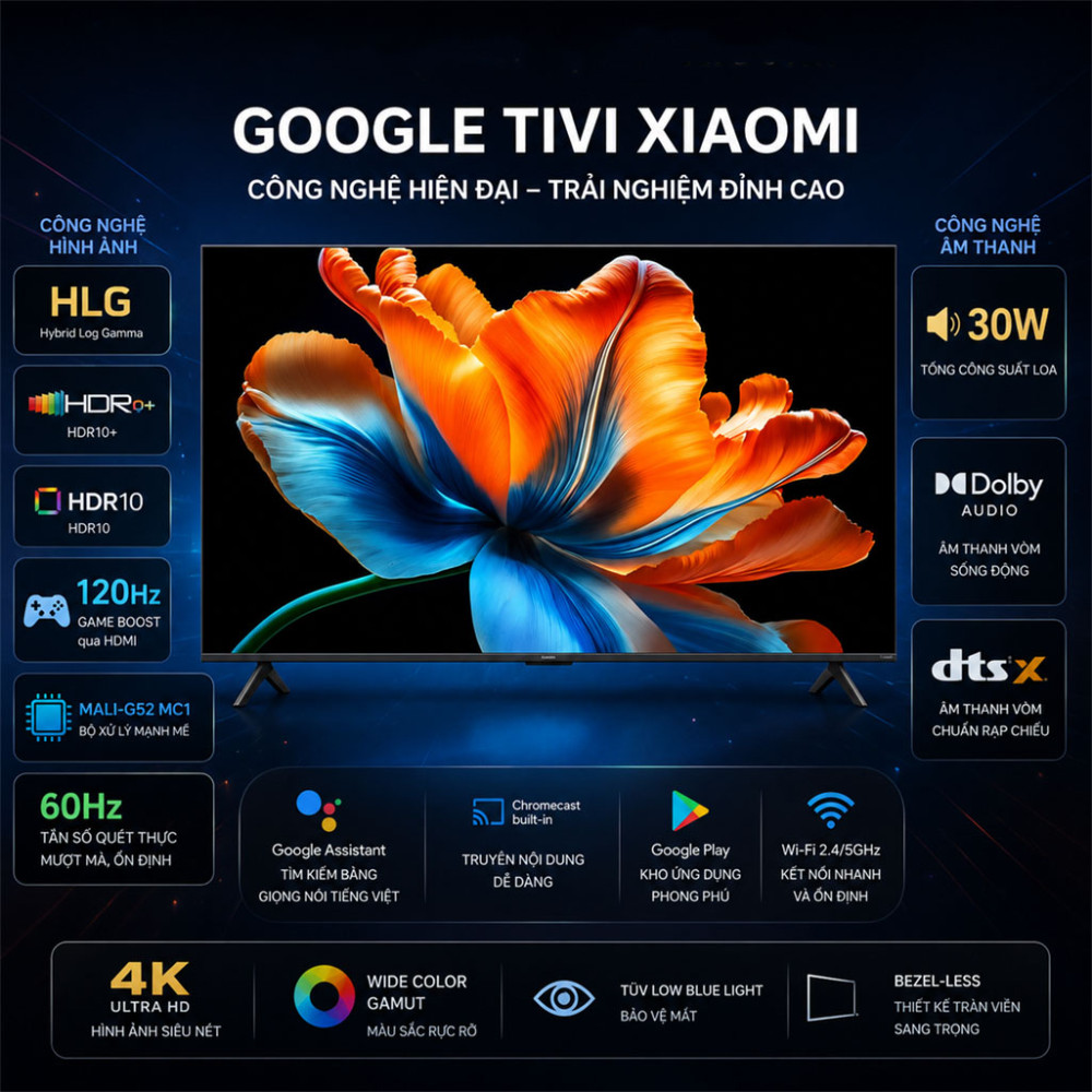 Google Tivi QD-MiniLED Xiaomi S 4K 65 inch L65MC-SSEA - Hàng chính hãng