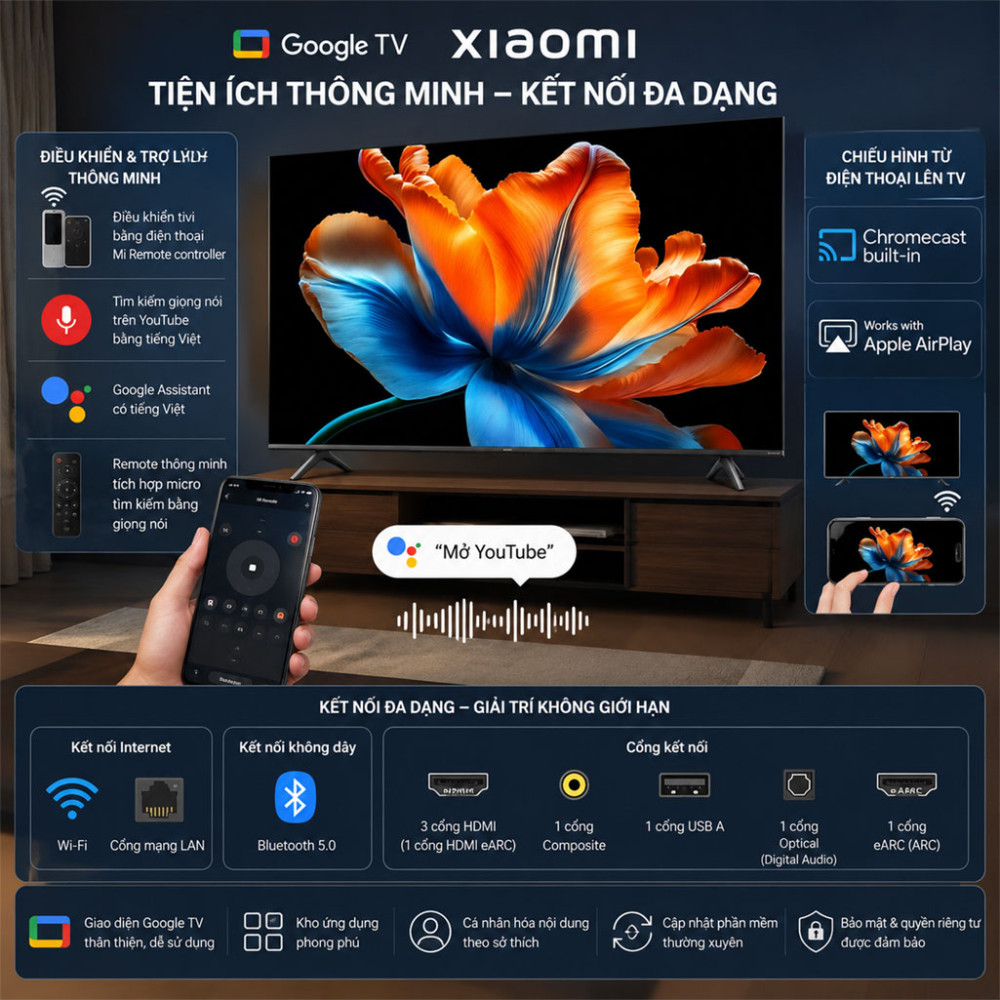 Google Tivi QD-MiniLED Xiaomi S 4K 75 inch L75MC-SSEA - Hàng chính hãng