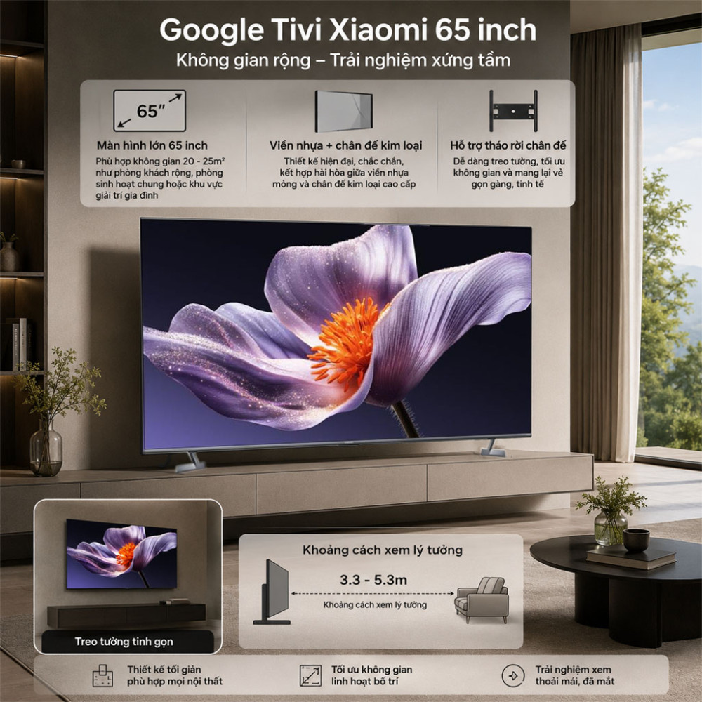 Google Tivi QD-MiniLED Xiaomi S Pro 4K 65 inch L65MB-SSEA 2026 - Hàng chính hãng