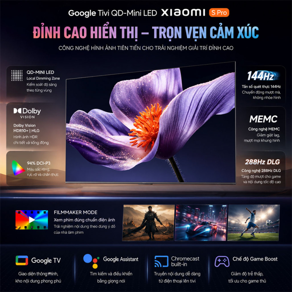 Google Tivi QD-MiniLED Xiaomi S Pro 4K 75 inch L75MB-SSEA 2026 - Hàng chính hãng