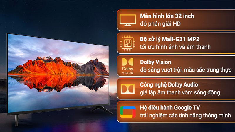 Google Tivi Xiaomi A 32 inch L32M8-P2SEA - Hàng chính hãng