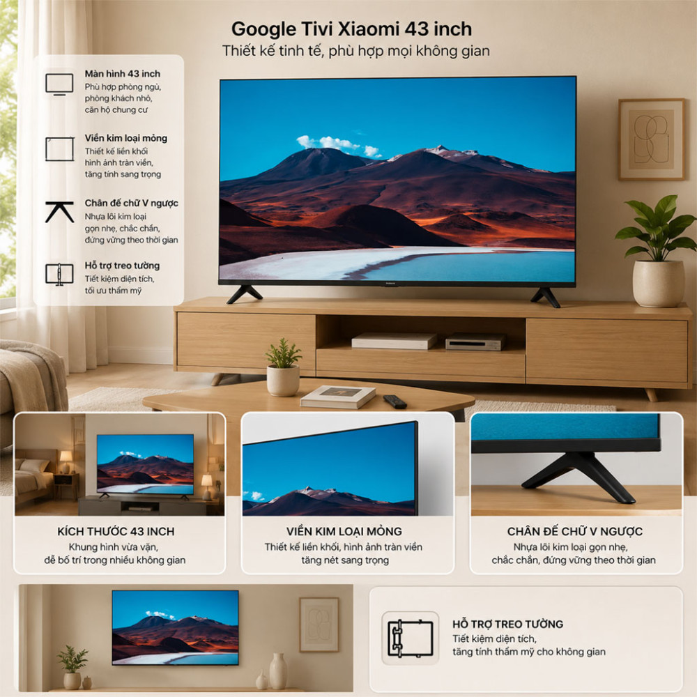 Google Tivi Xiaomi A FHD 43 inch L43MB-AFSEA 2026 - Hàng chính hãng