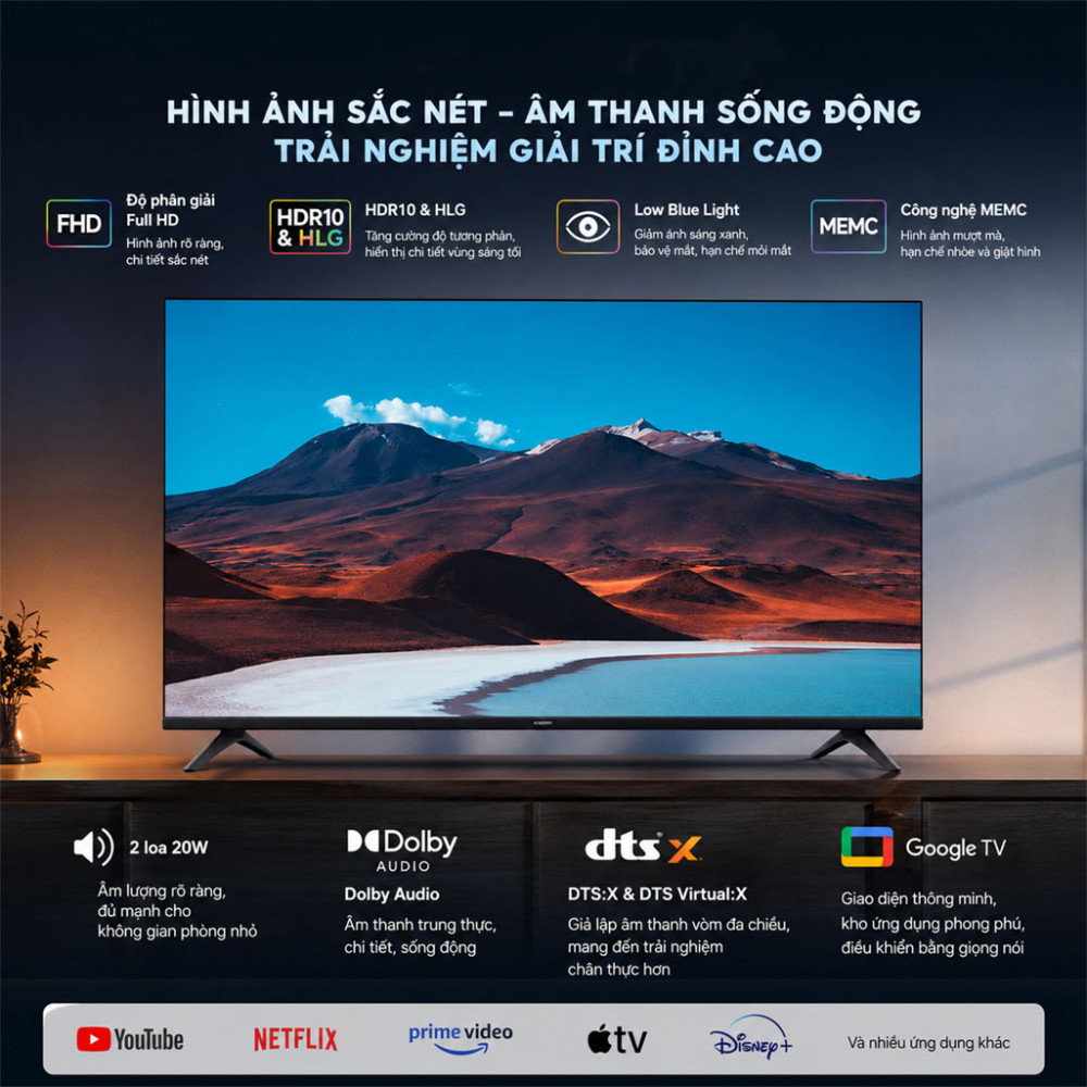 Google Tivi Xiaomi A FHD 43 inch L43MB-AFSEA 2026 - Hàng chính hãng
