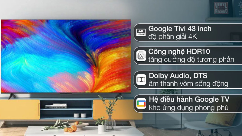 Google Tivi TCL LED 4K 43 inch 43P638 - Hàng chính hãng
