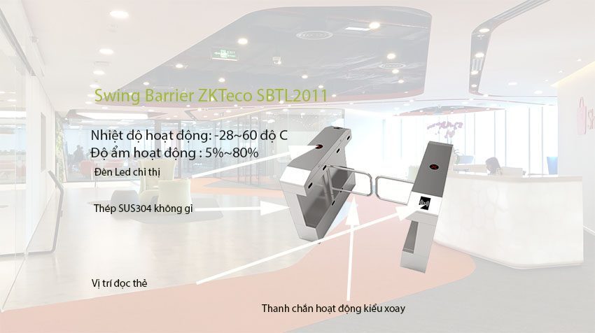 Hàng rào Swing Barrier bán tự động ZKTeco SBTL2011 - Hàng chính hãng
