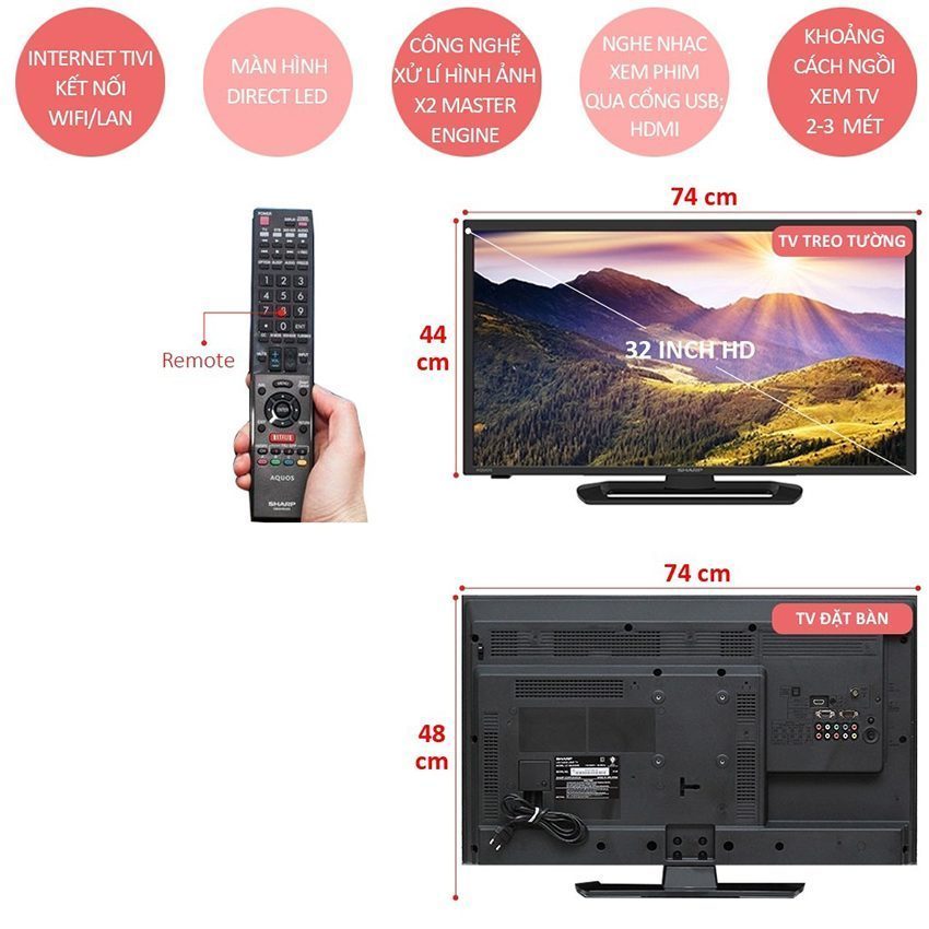 Internet Tivi Sharp LC-32LE375X - Hàng chính hãng