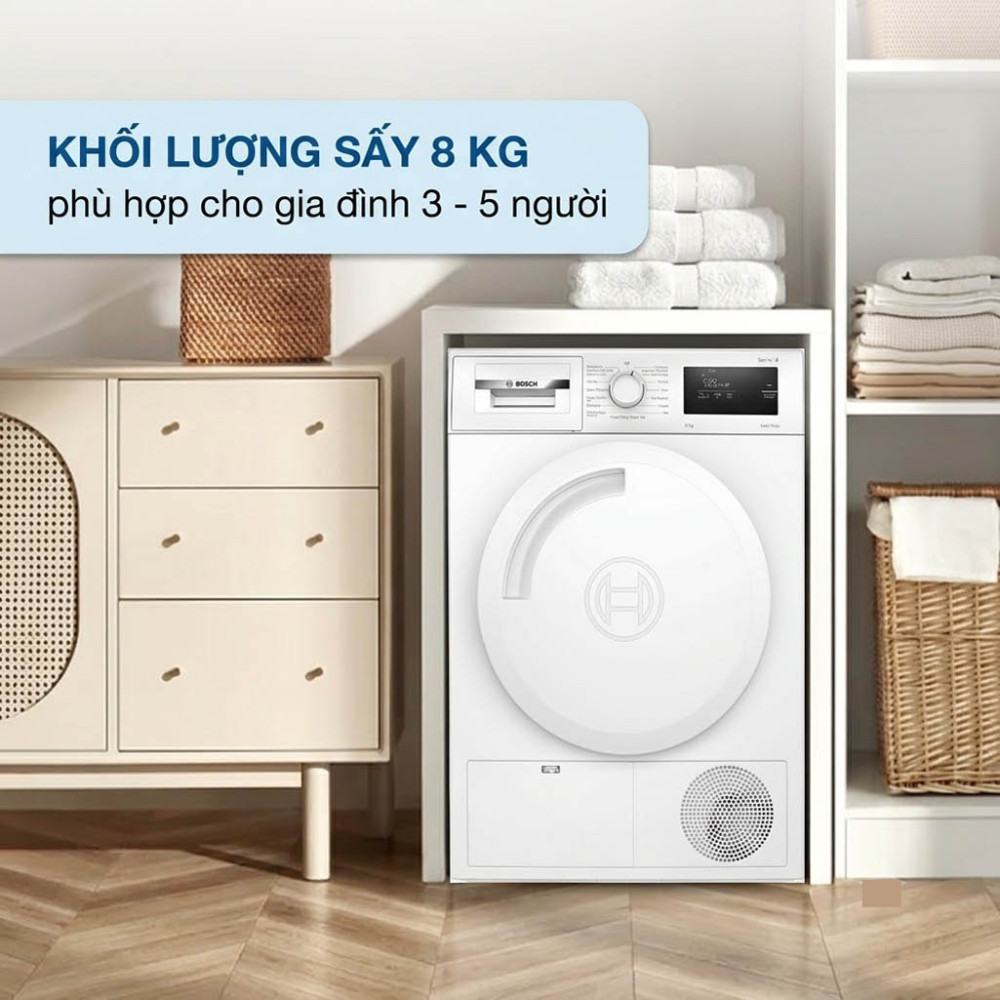 Máy sấy bơm nhiệt Bosch 8 kg WTH83028SG - Hàng chính hãng