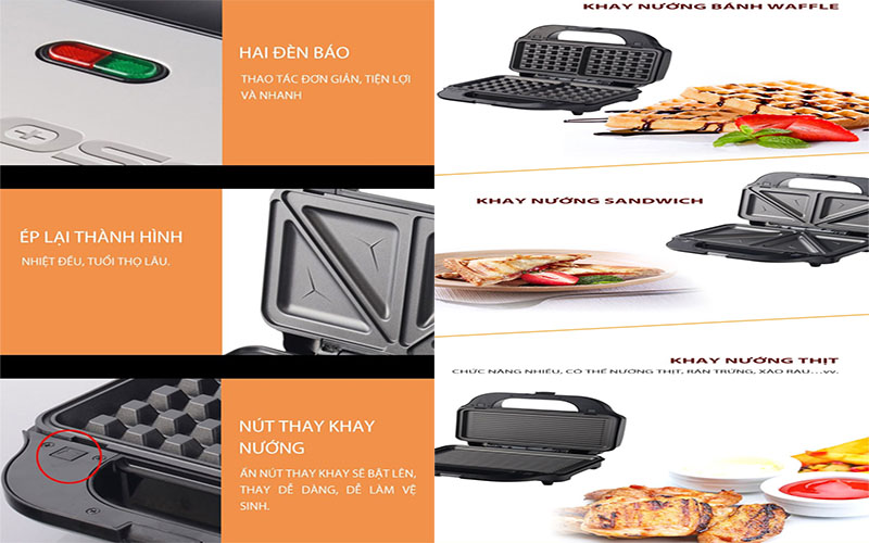 Kẹp nướng Sandwich Tiross TS9655 - Hàng chính hãng