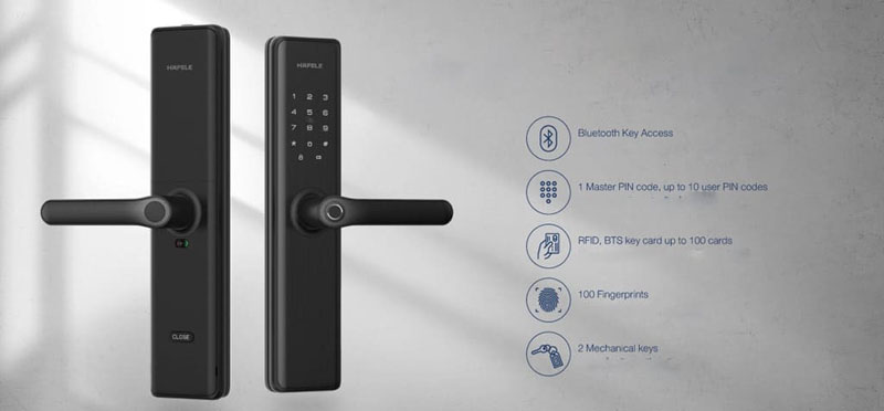 Khóa vân tay cao cấp Hafele DL7600 - Màu đen (912.20.237) - Hàng chính hãng
