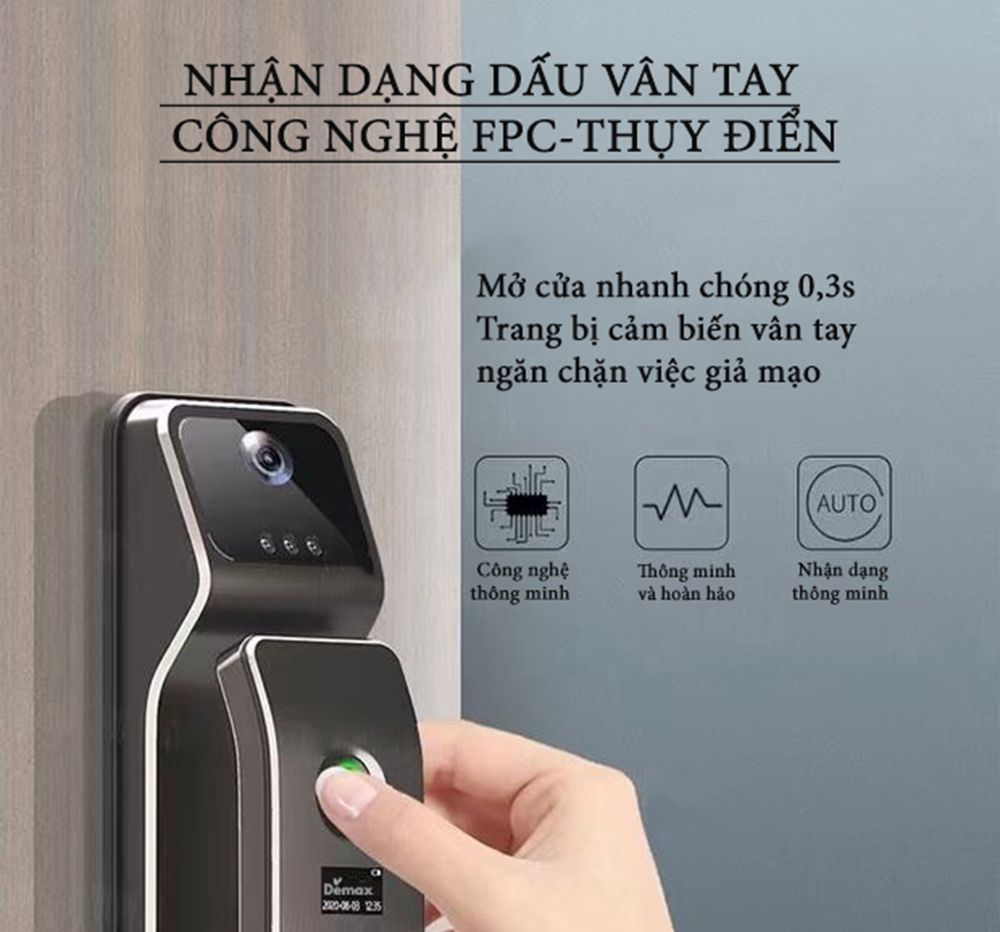 Khóa cửa điện tử thông minh Demax SL928 PB - Hàng chính hãng