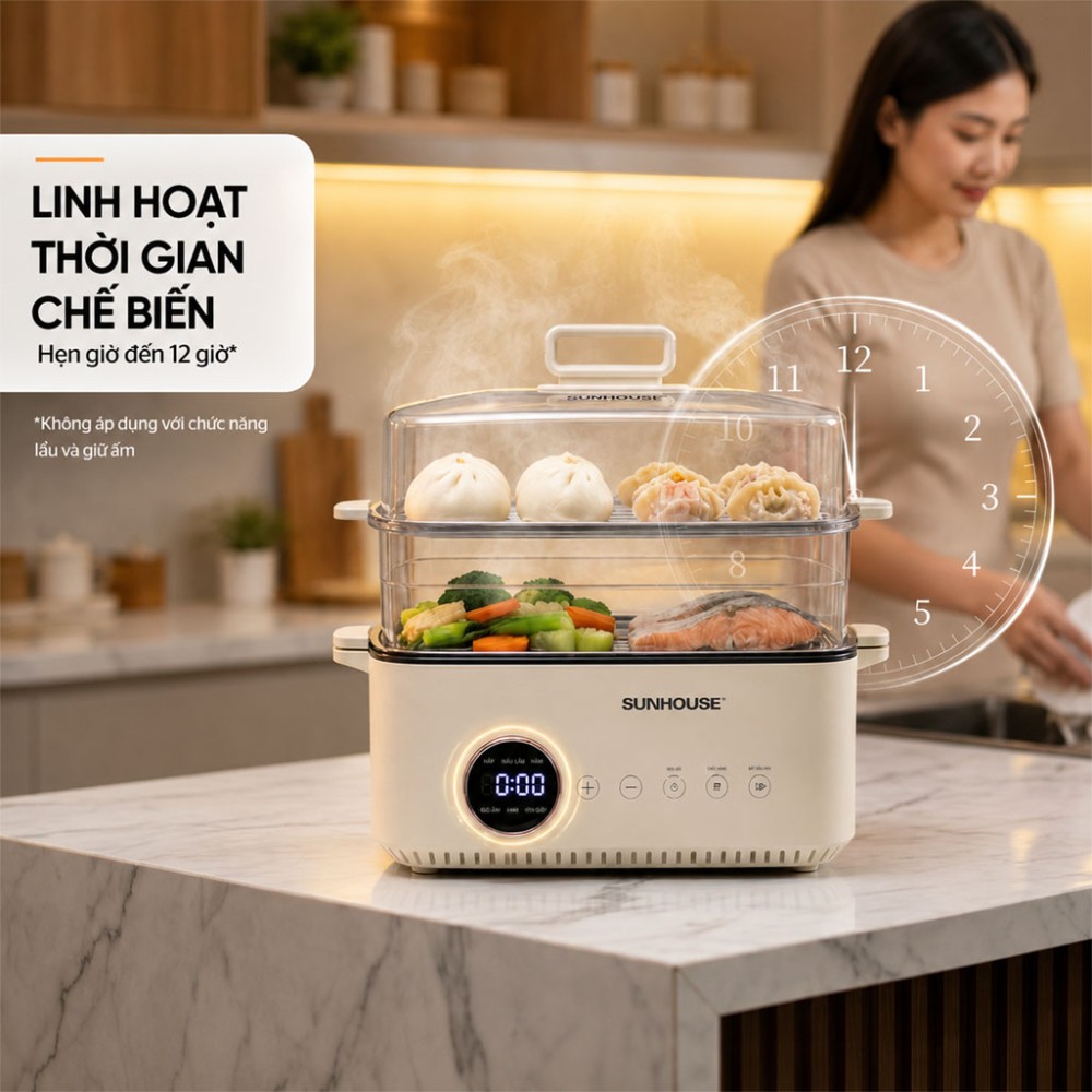 Lẩu hấp đa năng 14.5L Sunhouse SHD4593 - Hàng chính hãng