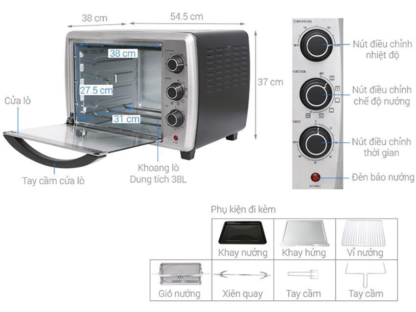 Lò nướng Electrolux EOT38MXC - Hàng chính hãng