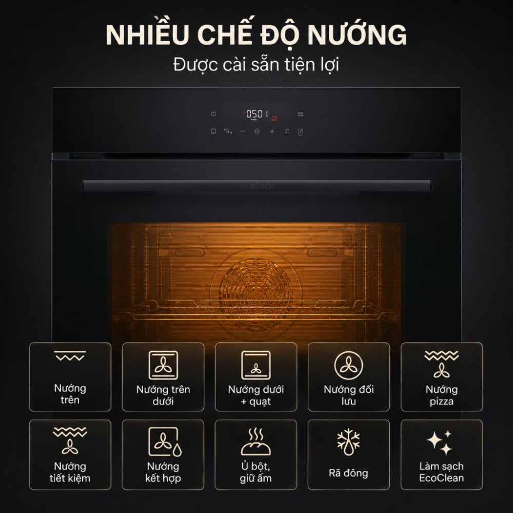 Lò nướng âm tủ Bosch HJG852YB0K 76 lít - Hàng chính hãng